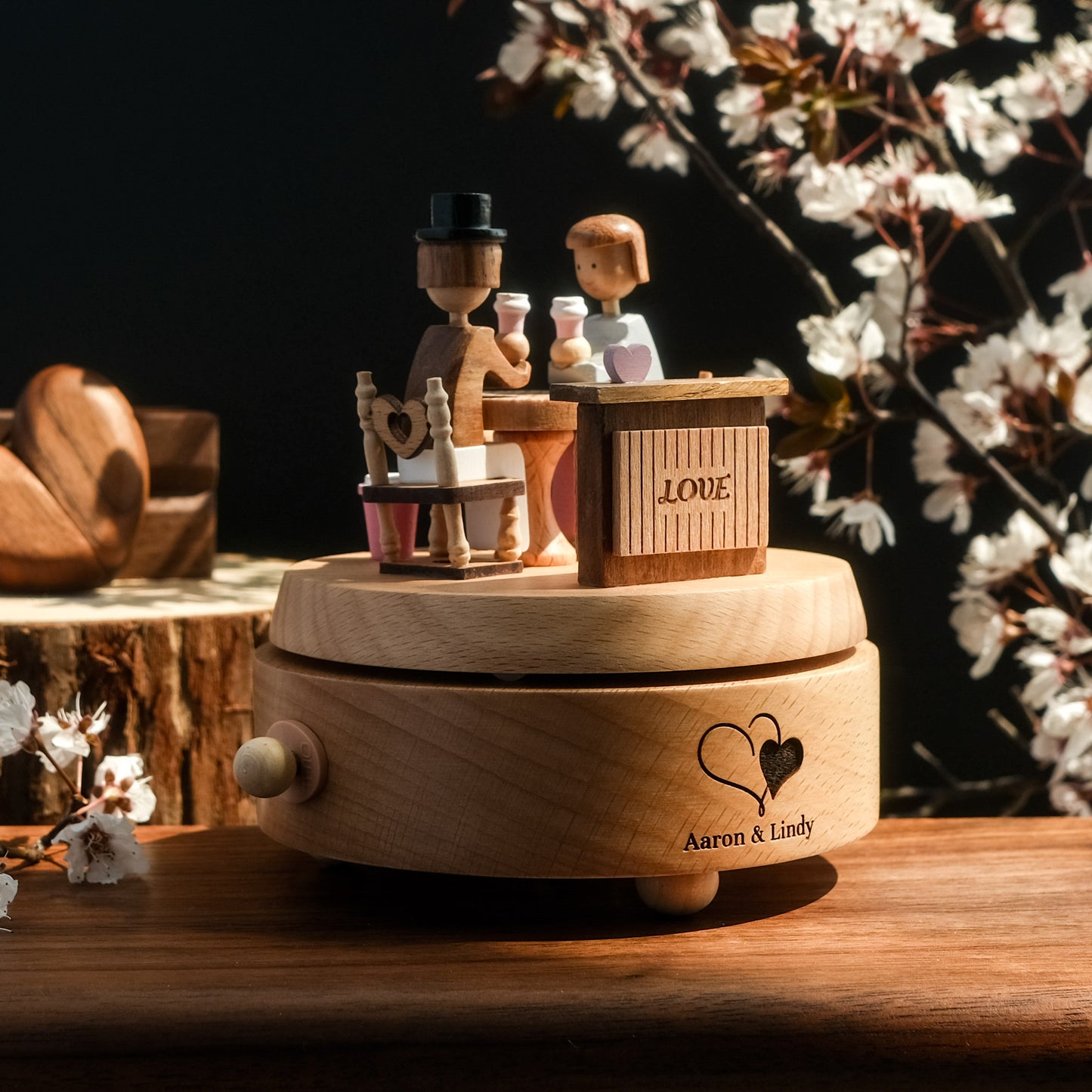 Personalized Wooden Music Box - Romantic Couple