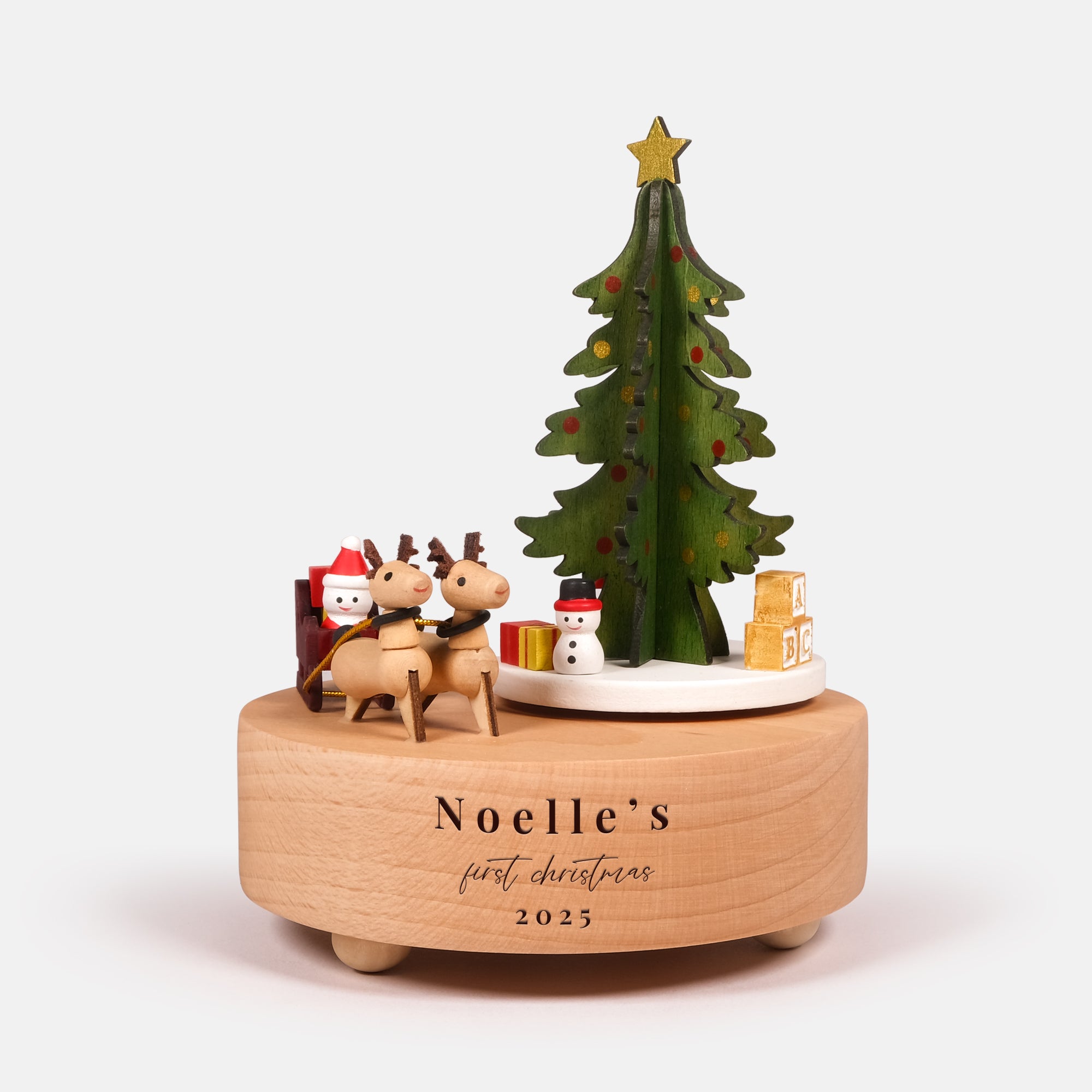 Personalized Wooden Music Box - Rotating Christmas Tree – goshall