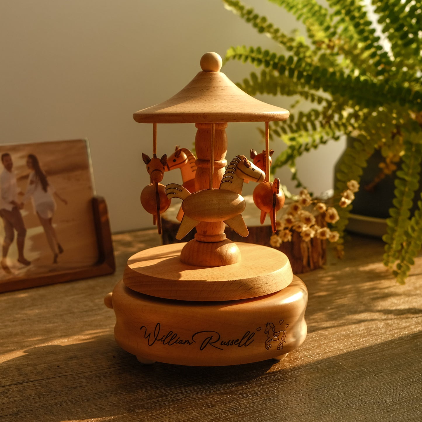Personalized Wooden Music Box - The Carousel