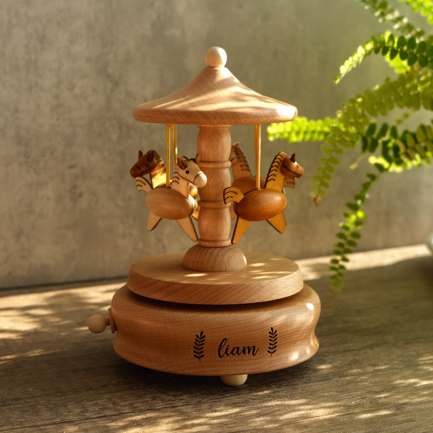 Personalized Wooden Music Box - The Carousel