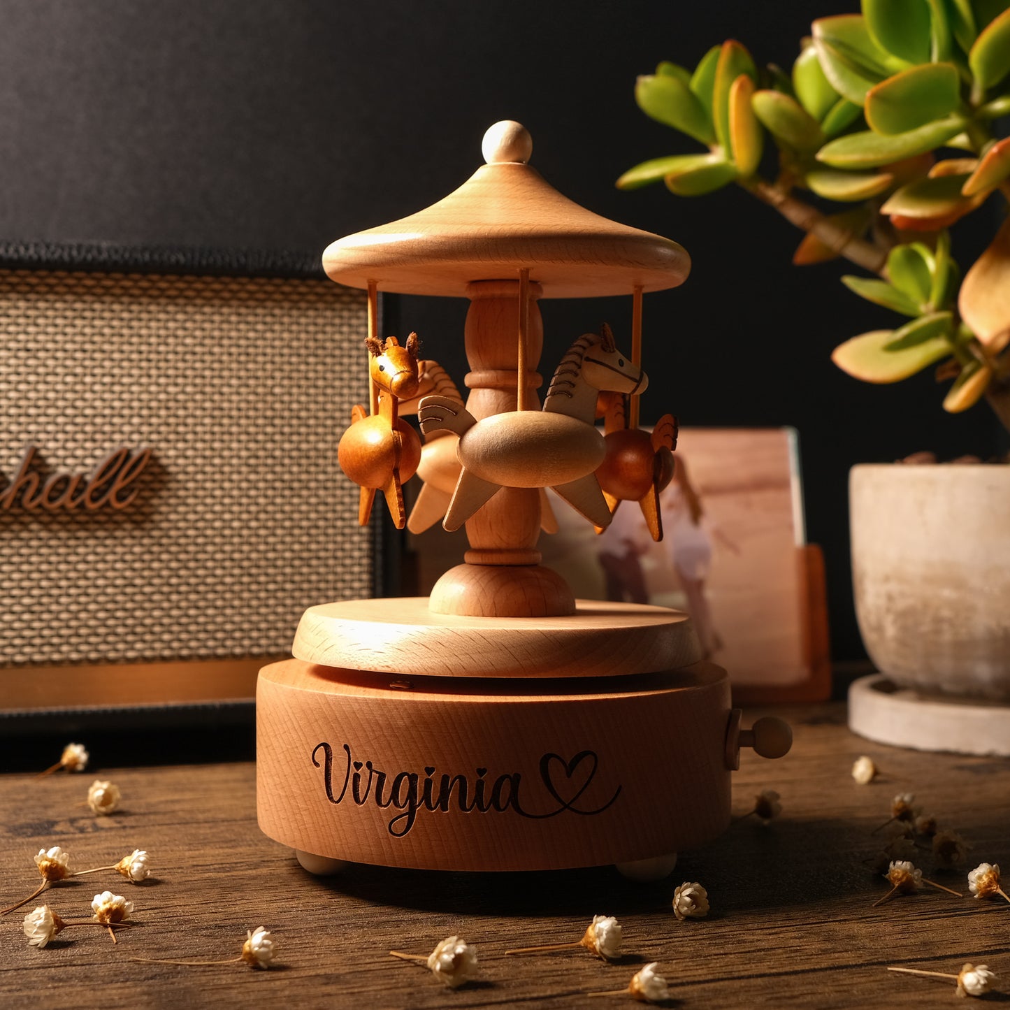 Personalized Wooden Music Box - The Carousel