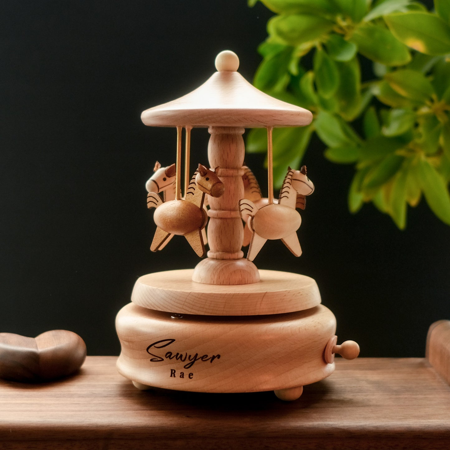 Personalized Wooden Music Box - The Carousel