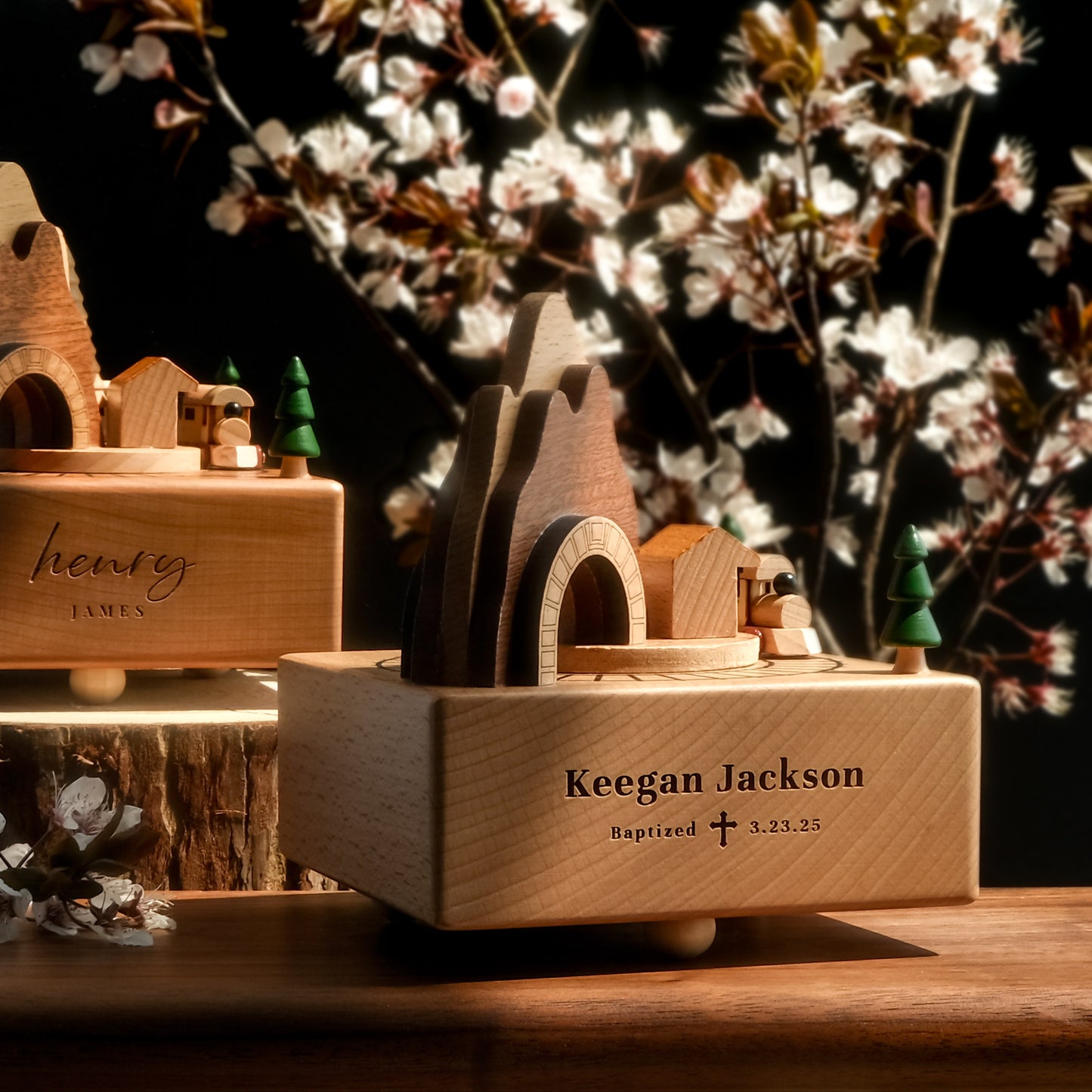 Personalized Wooden Music Box - Mountain Tunnel