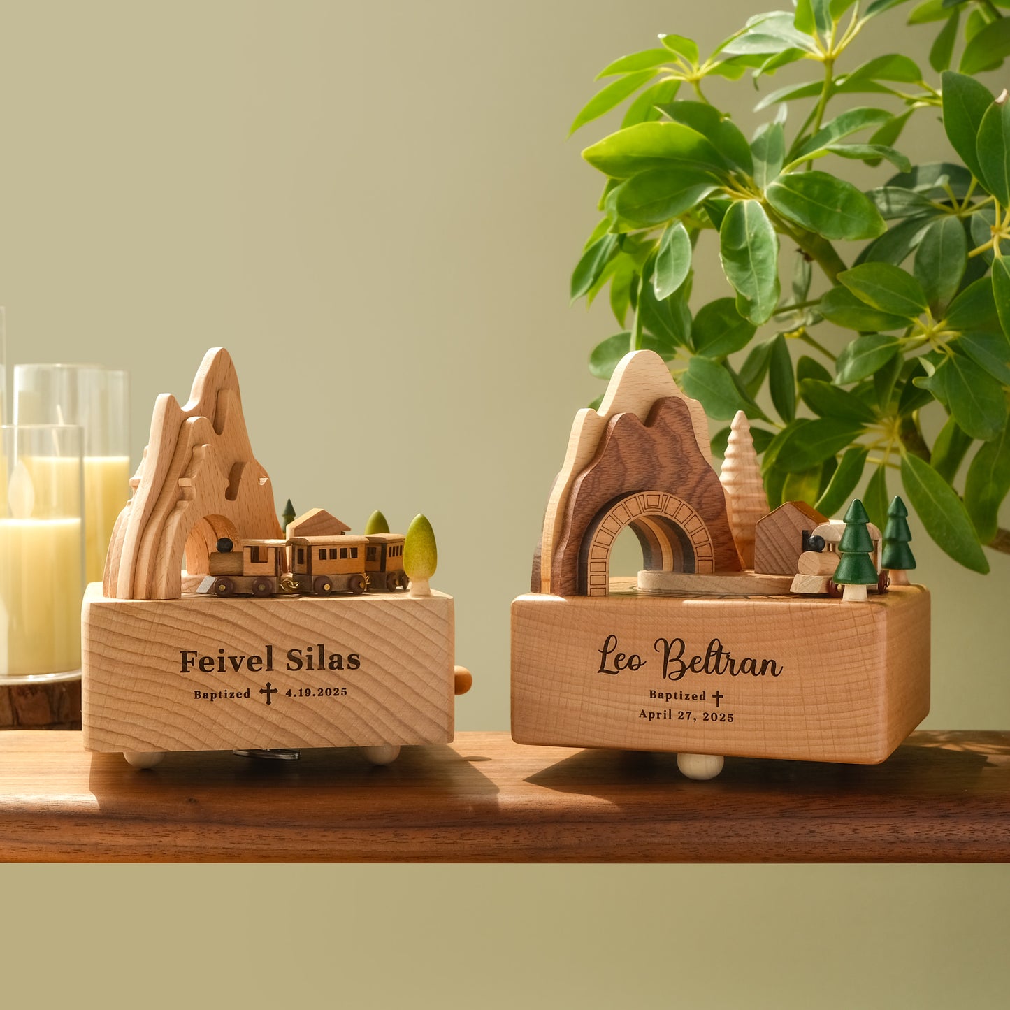 Personalized Wooden Music Box - Mountain Tunnel