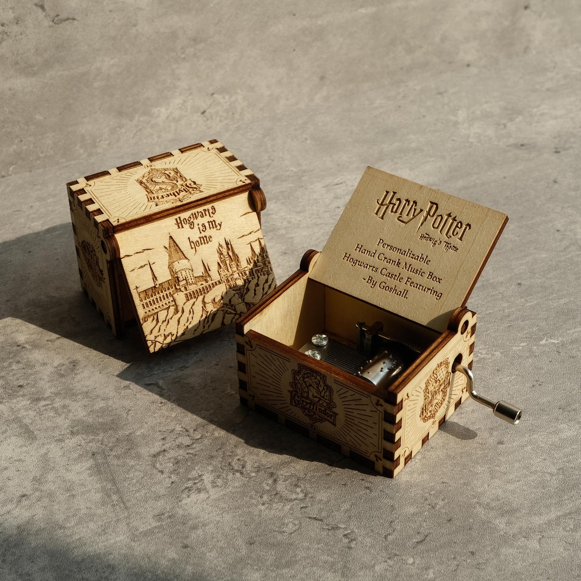 Hand Cranked Wooden Music Box - Harry Potter Collectibles