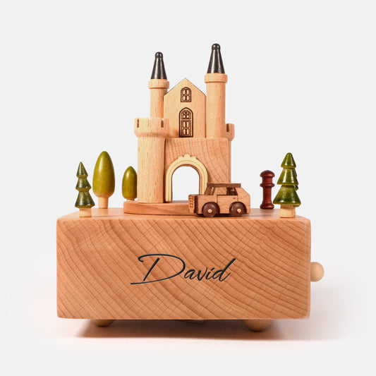 Personalized Wooden Music Box - The Castle