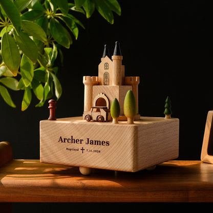 Personalized Wooden Music Box - The Castle
