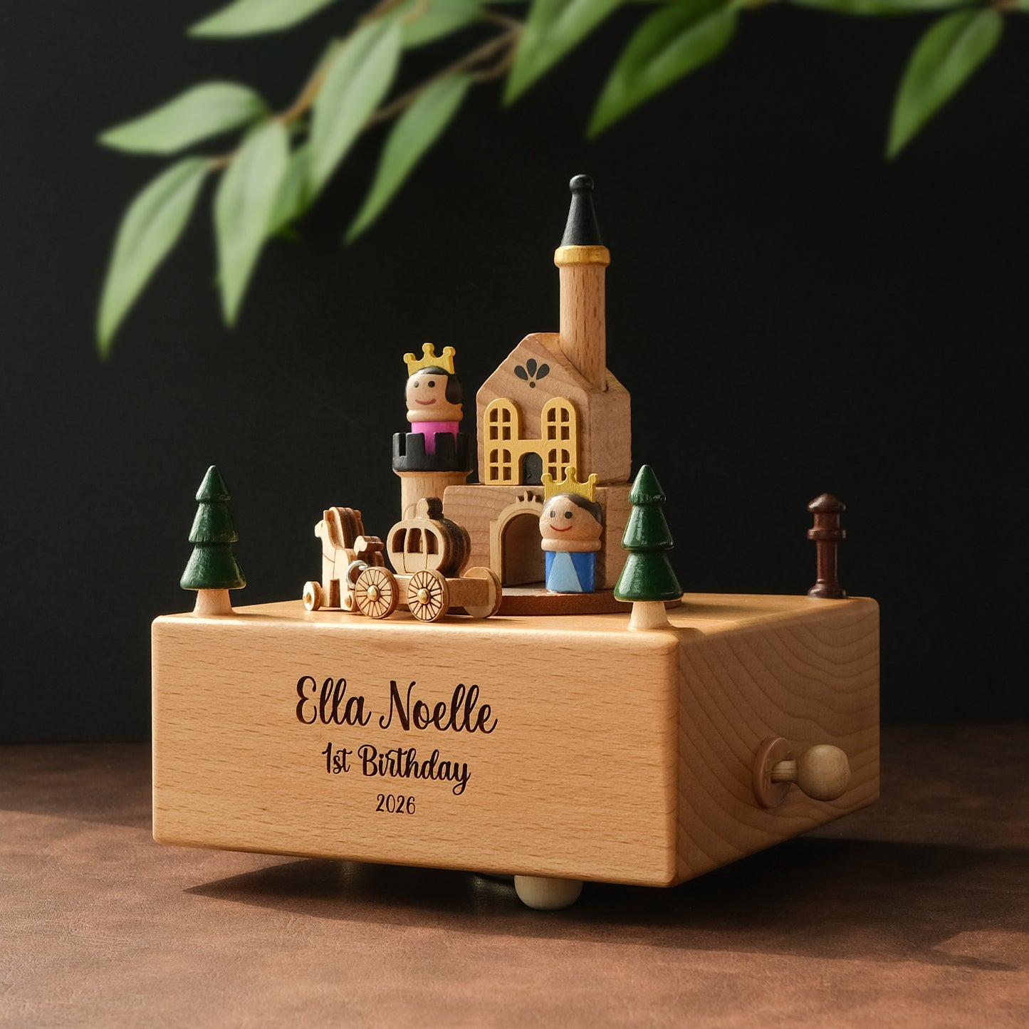 Personalized Wooden Music Box - The Princess and Prince