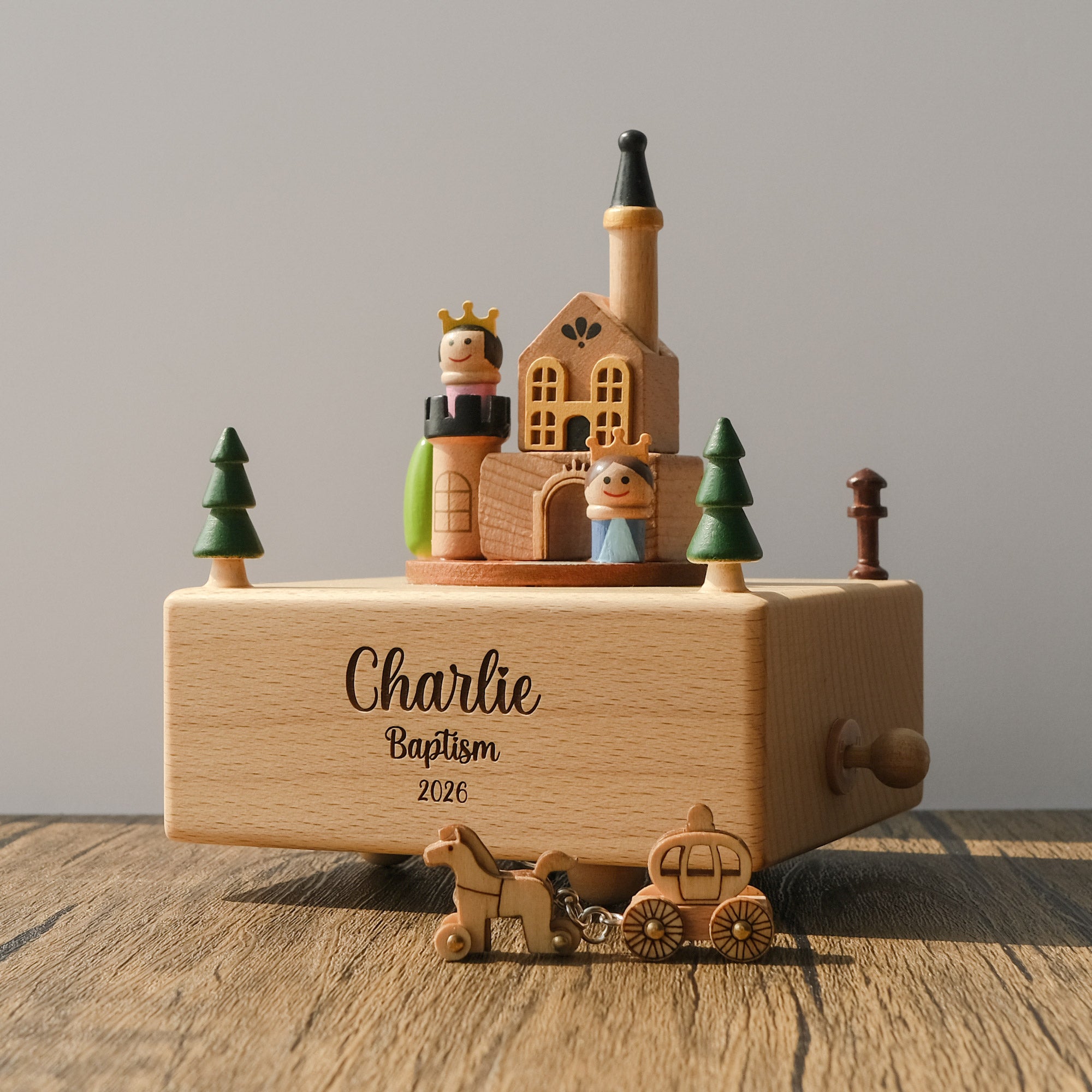 Personalized Wooden Music Box - The Princess and Prince