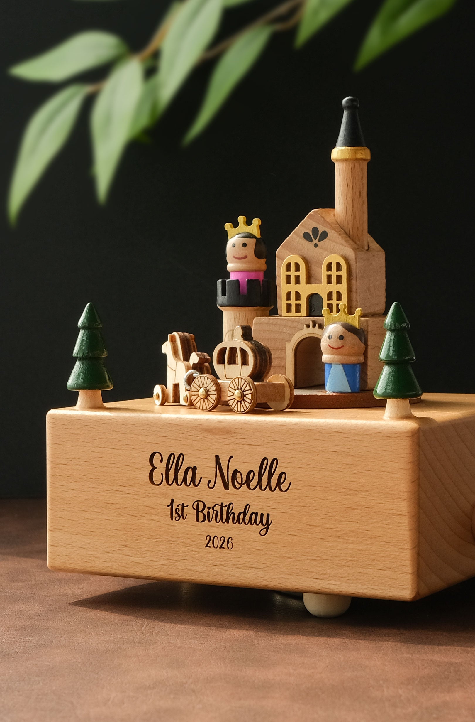 Personalized Wooden Music Box - The Princess and Prince