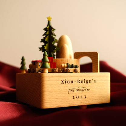 Personalized Wooden Music Box - Christmas Train