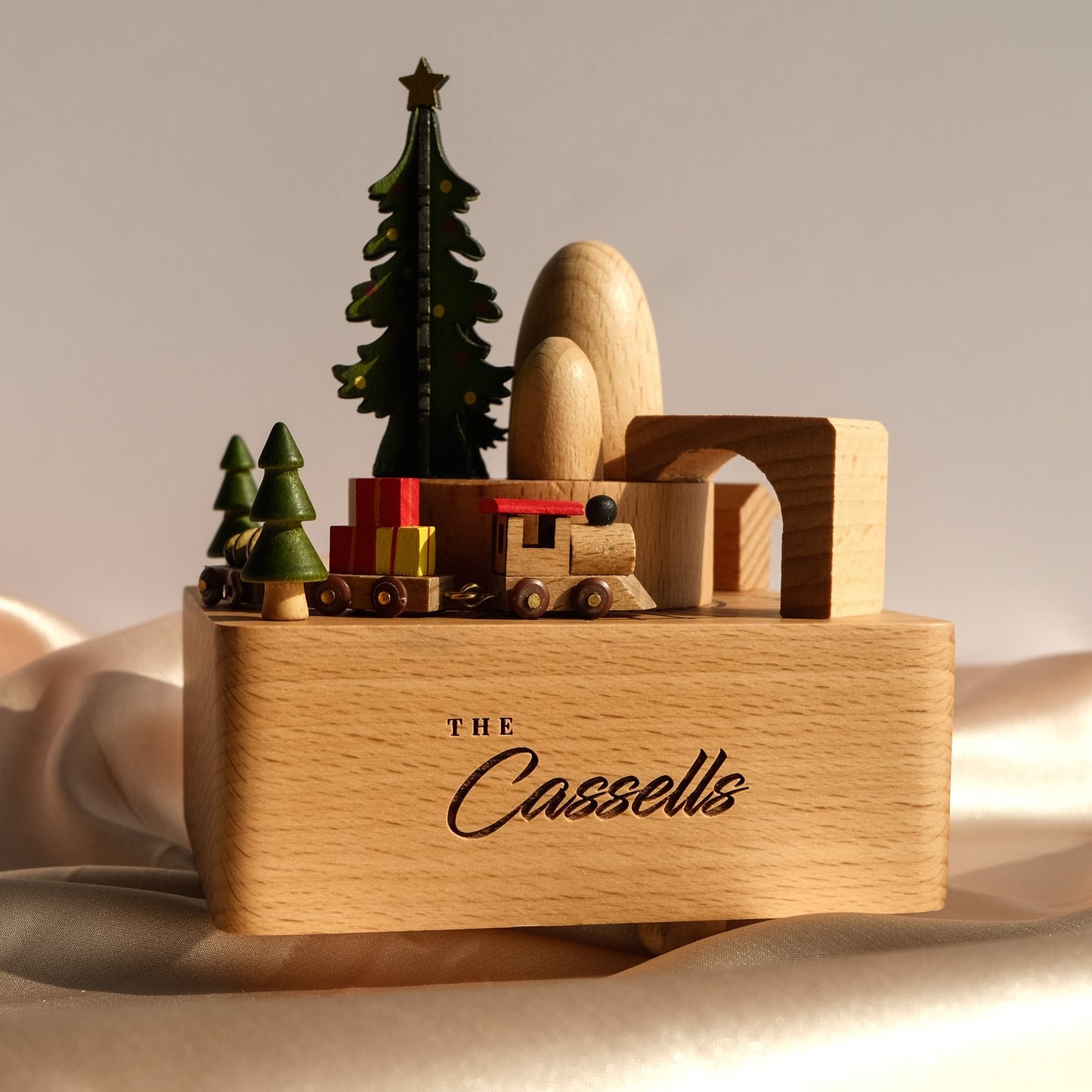 Personalized Wooden Music Box - Christmas Train