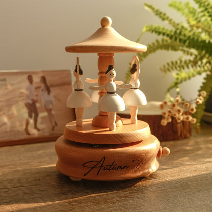 Personalized Wooden Music Box - Ballerinas