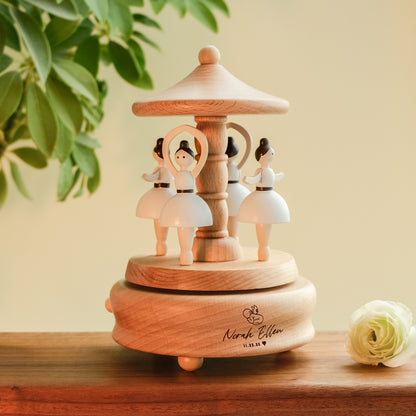 Personalized Wooden Music Box - Ballerinas