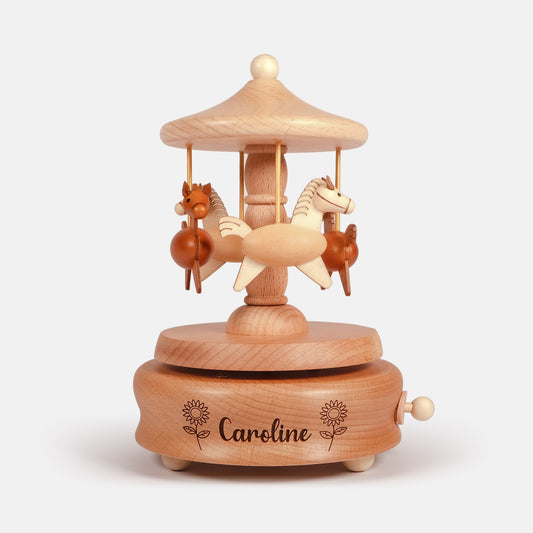 Personalized Wooden Music Box - The Carousel