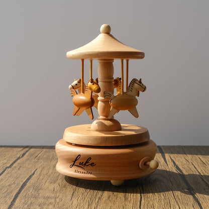 Personalized Wooden Music Box - The Carousel