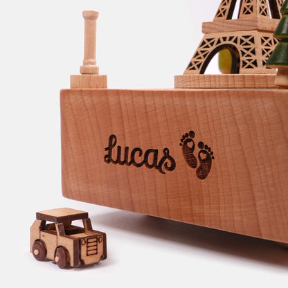 Personalized Wooden Music Box - Eiffel Tower