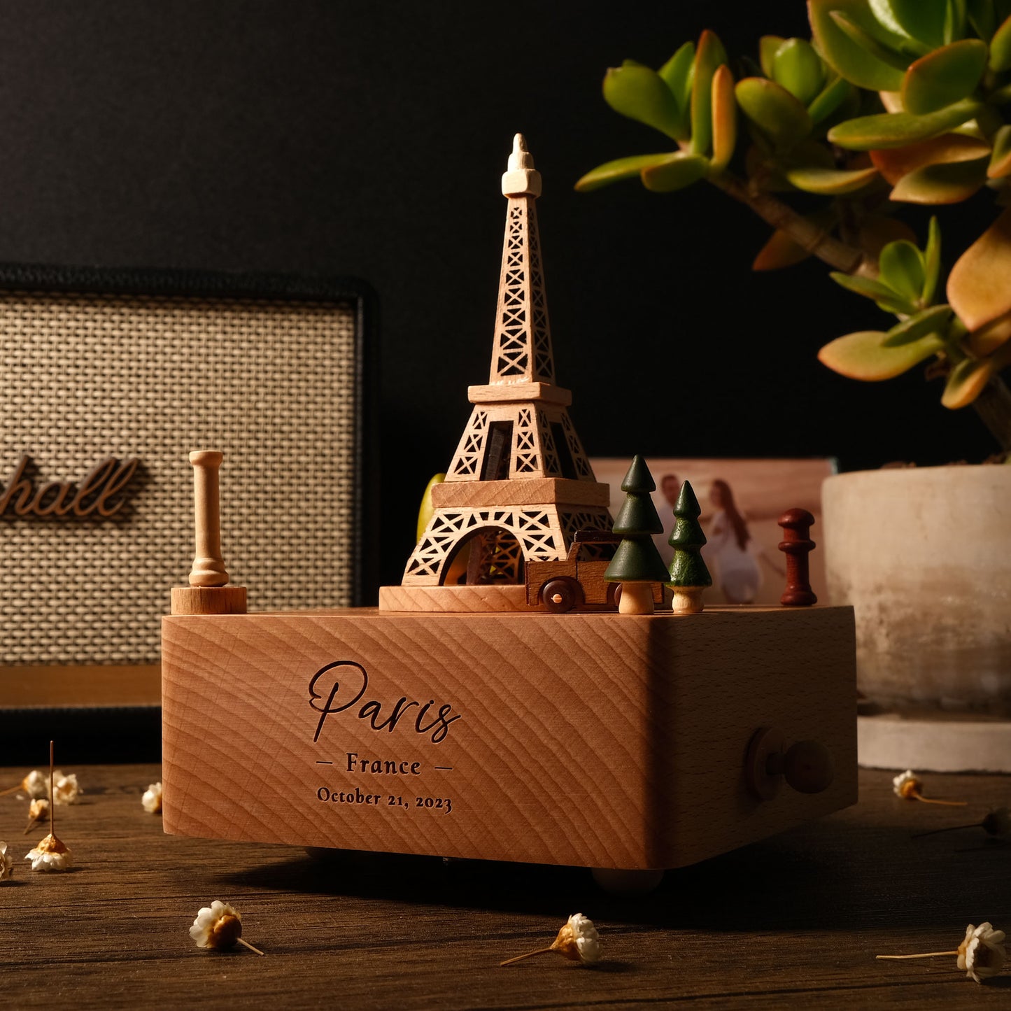 Personalized Wooden Music Box - Eiffel Tower