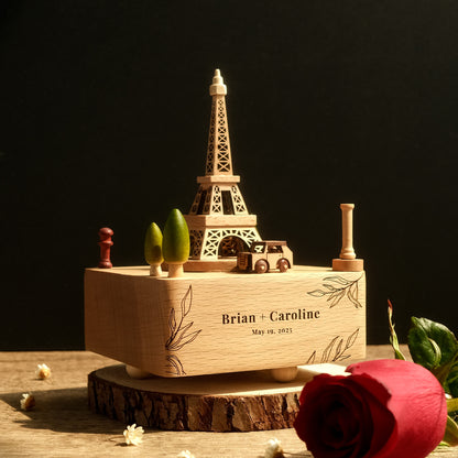 Personalized Wooden Music Box - Eiffel Tower