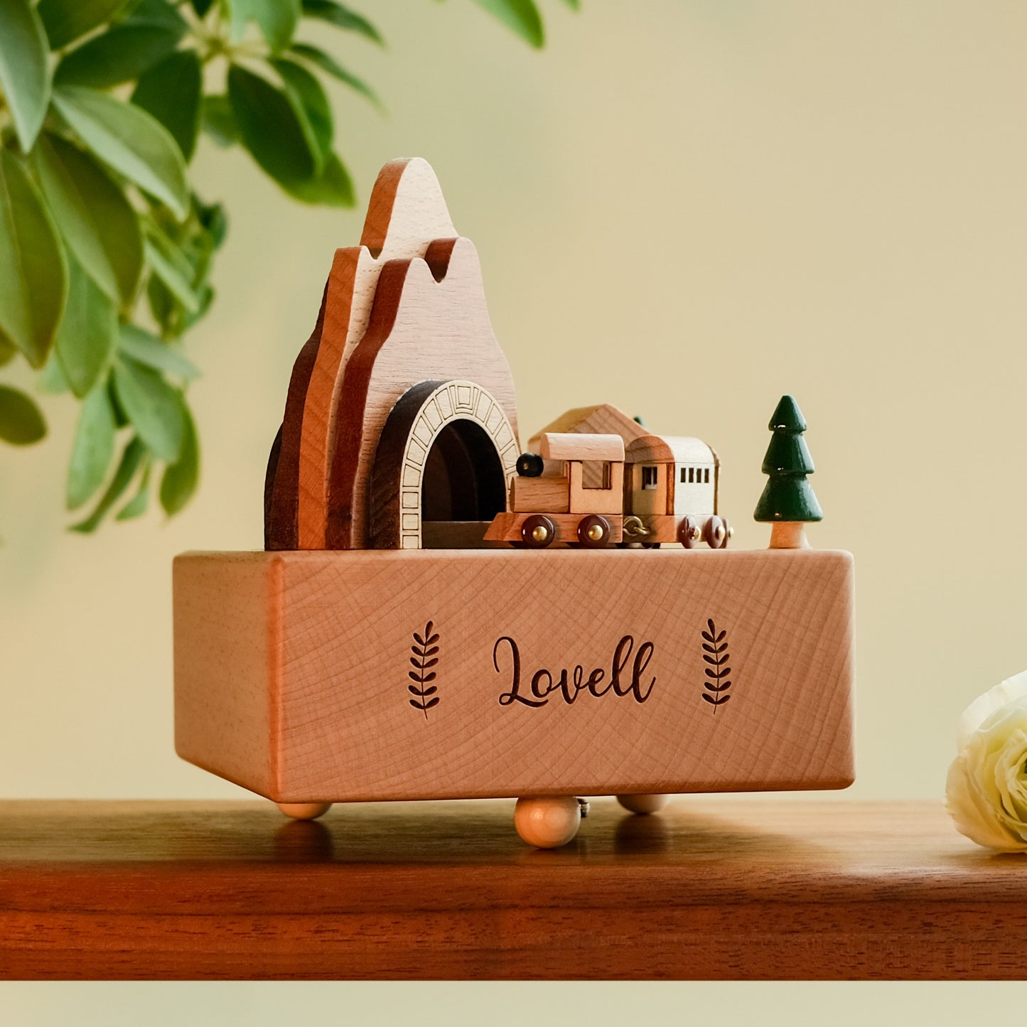 Personalized Wooden Music Box - Mountain Tunnel